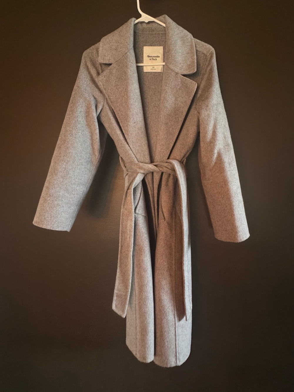 Abercrombie & Fitch Light Gray Belted Wrap wool Coat